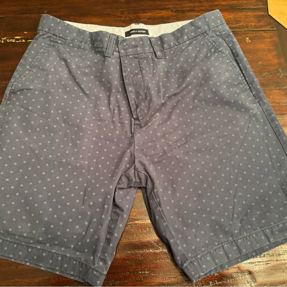 Tommy Hilfiger Men’s Patterned Shorts Size 36 Blue Cotton Casual Chino
